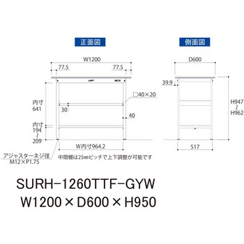 軽量作業台/耐荷重150kg_中間棚付き固定式_全面棚板付き_RoHS2指令対応塩ビシート天板_ワークテーブル150シリーズ 山金工業