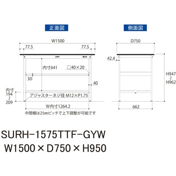 軽量作業台/耐荷重150kg_中間棚付き固定式_全面棚板付き_RoHS2指令対応塩ビシート天板_ワークテーブル150シリーズ 山金工業