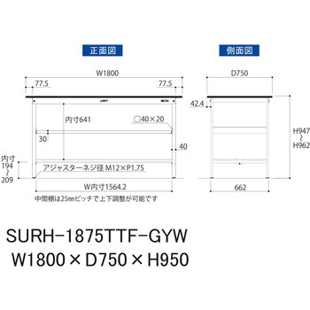 軽量作業台/耐荷重150kg_中間棚付き固定式_全面棚板付き_RoHS2指令対応塩ビシート天板_ワークテーブル150シリーズ 山金工業