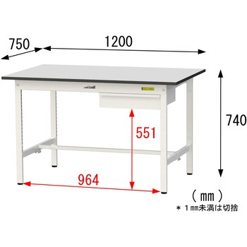 軽量作業台/耐荷重150kg_引き出し付き固定式_RoHS2指令対応塩ビシート天板_ワークテーブル150シリーズ 山金工業