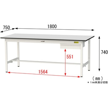 軽量作業台/耐荷重150kg_引き出し付き固定式_RoHS2指令対応塩ビシート天板_ワークテーブル150シリーズ 山金工業