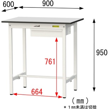 軽量作業台/耐荷重150kg_引き出し付き固定式_RoHS2指令対応塩ビシート天板_ワークテーブル150シリーズ 山金工業