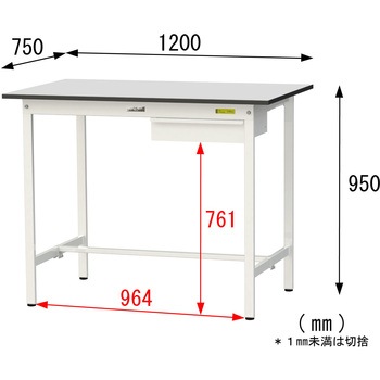 軽量作業台/耐荷重150kg_引き出し付き固定式_RoHS2指令対応塩ビシート天板_ワークテーブル150シリーズ 山金工業