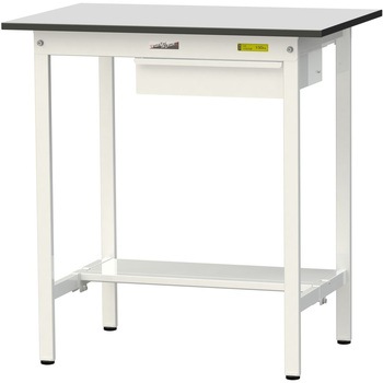 軽量作業台/耐荷重150kg_引き出し付き固定式_半面棚板付き_RoHS2指令対応塩ビシート天板_ワークテーブル150シリーズ 山金工業