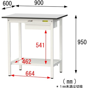 軽量作業台/耐荷重150kg_引き出し付き固定式_全面棚板付き_RoHS2指令対応塩ビシート天板_ワークテーブル150シリーズ 山金工業