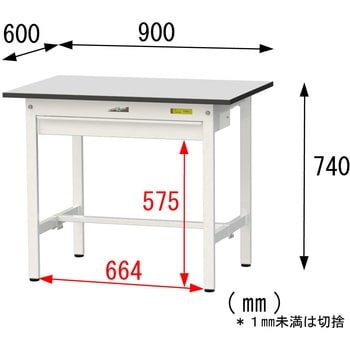 軽量作業台/耐荷重150kg_ワイド引き出し付き固定式_RoHS2指令対応塩ビシート天板_ワークテーブル150シリーズ - 山金工業