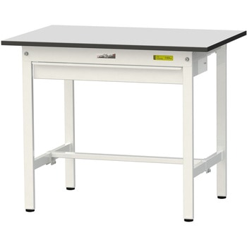軽量作業台/耐荷重150kg_ワイド引き出し付き固定式_RoHS2指令対応塩ビシート天板_ワークテーブル150シリーズ - 山金工業