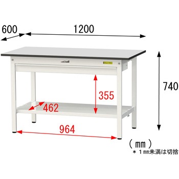 軽量作業台/耐荷重150kg_ワイド引き出し付き固定式_全面棚板付き_RoHS2指令対応塩ビシート天板_ワークテーブル150シリーズ 山金工業