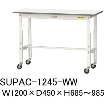 軽量作業台/耐荷重128kg_高さ調整移動式H685～985_ワークテーブル150シリーズ 山金工業