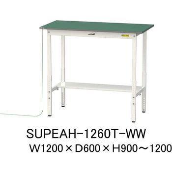 軽量作業台/耐荷重150kg_導電性ゴムマット+アース付き_高さ調整式_半面棚板付き_ワークテーブル150シリーズ 山金工業