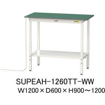 軽量作業台/耐荷重150kg_導電性ゴムマット+アース付き_高さ調整式_全面棚板付き_ワークテーブル150シリーズ 山金工業