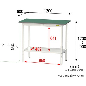 軽量作業台/耐荷重150kg_導電性ゴムマット+アース付き_高さ調整式_全面棚板付き_ワークテーブル150シリーズ 山金工業