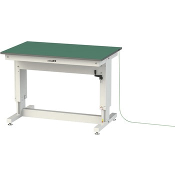 軽量作業台/導電性ゴムマット+アース付き_ワークテーブル昇降タイプH715～H1015 山金工業