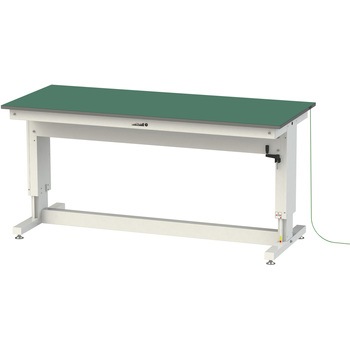 軽量作業台/導電性ゴムマット+アース付き_ワークテーブル昇降タイプH715～H1015 山金工業