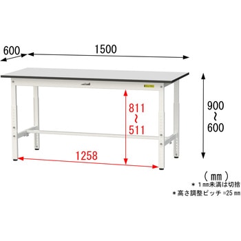 軽量作業台/耐荷重150kg_高さ調整_RoHS2指令対応塩ビシート天板_ワークテーブル150シリーズ 山金工業
