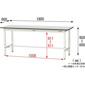 軽量作業台/耐荷重150kg_高さ調整_RoHS2指令対応塩ビシート天板_ワークテーブル150シリーズ 山金工業