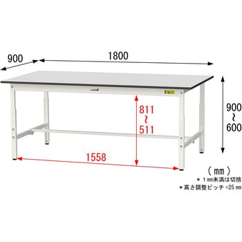 軽量作業台/耐荷重150kg_高さ調整_RoHS2指令対応塩ビシート天板_ワークテーブル150シリーズ 山金工業