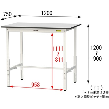 軽量作業台/耐荷重150kg_高さ調整_RoHS2指令対応塩ビシート天板_ワークテーブル150シリーズ 山金工業