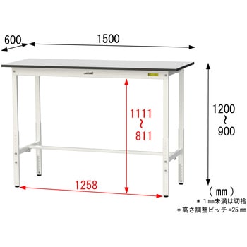 軽量作業台/耐荷重150kg_高さ調整_RoHS2指令対応塩ビシート天板_ワークテーブル150シリーズ 山金工業
