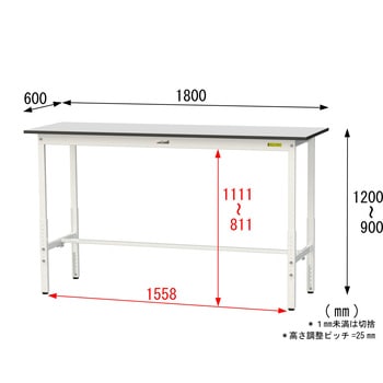 軽量作業台/耐荷重150kg_高さ調整_RoHS2指令対応塩ビシート天板_ワークテーブル150シリーズ 山金工業
