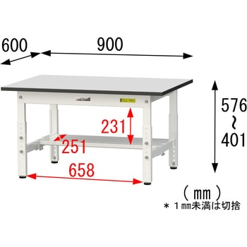 軽量作業台/耐荷重150kg_高さ調整_半面棚板付き_RoHS2指令対応塩ビシート天板_ワークテーブル150シリーズ 山金工業