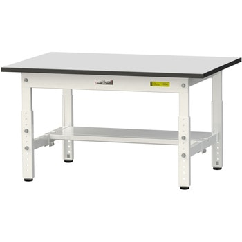 軽量作業台/耐荷重150kg_高さ調整_半面棚板付き_RoHS2指令対応塩ビシート天板_ワークテーブル150シリーズ 山金工業