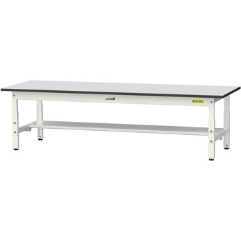 軽量作業台/耐荷重150kg_高さ調整_半面棚板付き_RoHS2指令対応塩ビシート天板_ワークテーブル150シリーズ 山金工業
