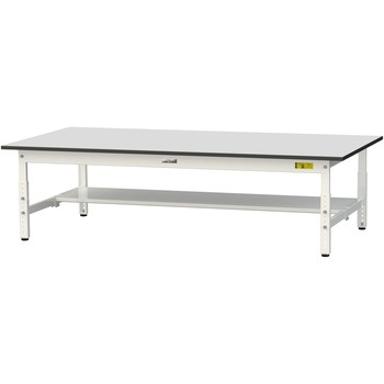 軽量作業台/耐荷重150kg_高さ調整_半面棚板付き_RoHS2指令対応塩ビシート天板_ワークテーブル150シリーズ 山金工業