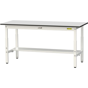 軽量作業台/耐荷重150kg_高さ調整_半面棚板付き_RoHS2指令対応塩ビシート天板_ワークテーブル150シリーズ 山金工業