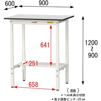 軽量作業台/耐荷重150kg_高さ調整_半面棚板付き_RoHS2指令対応塩ビシート天板_ワークテーブル150シリーズ 山金工業