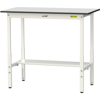 軽量作業台/耐荷重150kg_高さ調整_半面棚板付き_RoHS2指令対応塩ビシート天板_ワークテーブル150シリーズ 山金工業