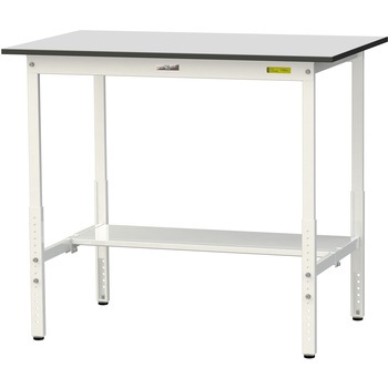 軽量作業台/耐荷重150kg_高さ調整_半面棚板付き_RoHS2指令対応塩ビシート天板_ワークテーブル150シリーズ 山金工業