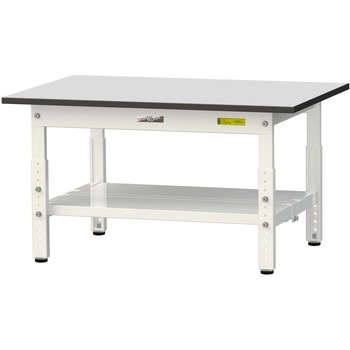 軽量作業台/耐荷重150kg_高さ調整_全面棚板付き_RoHS2指令対応塩ビシート天板_ワークテーブル150シリーズ 山金工業