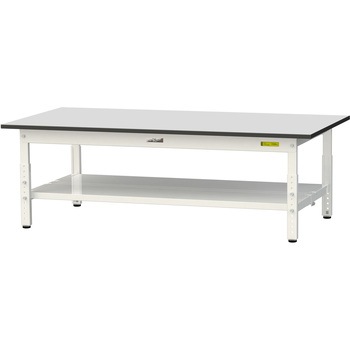 軽量作業台/耐荷重150kg_高さ調整_全面棚板付き_RoHS2指令対応塩ビシート天板_ワークテーブル150シリーズ 山金工業