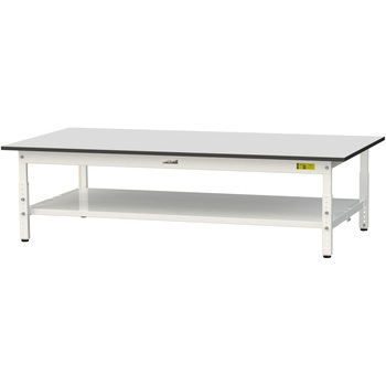 軽量作業台/耐荷重150kg_高さ調整_全面棚板付き_RoHS2指令対応塩ビシート天板_ワークテーブル150シリーズ 山金工業