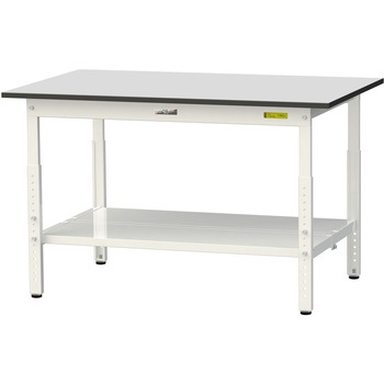 軽量作業台/耐荷重150kg_高さ調整_全面棚板付き_RoHS2指令対応塩ビシート天板_ワークテーブル150シリーズ 山金工業