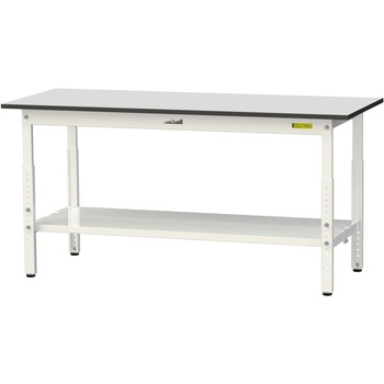 軽量作業台/耐荷重150kg_高さ調整_全面棚板付き_RoHS2指令対応塩ビシート天板_ワークテーブル150シリーズ 山金工業