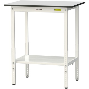 軽量作業台/耐荷重150kg_高さ調整_全面棚板付き_RoHS2指令対応塩ビシート天板_ワークテーブル150シリーズ 山金工業