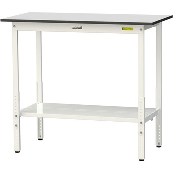 軽量作業台/耐荷重150kg_高さ調整_全面棚板付き_RoHS2指令対応塩ビシート天板_ワークテーブル150シリーズ 山金工業