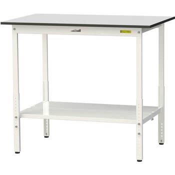 軽量作業台/耐荷重150kg_高さ調整_全面棚板付き_RoHS2指令対応塩ビシート天板_ワークテーブル150シリーズ 山金工業