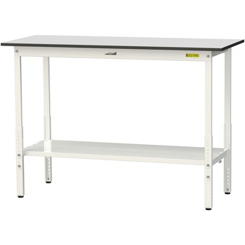 軽量作業台/耐荷重150kg_高さ調整_全面棚板付き_RoHS2指令対応塩ビシート天板_ワークテーブル150シリーズ 山金工業