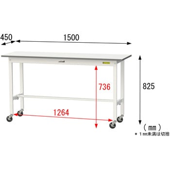 軽量作業台/耐荷重128kg_移動式H825_ワークテーブル150シリーズ 山金工業