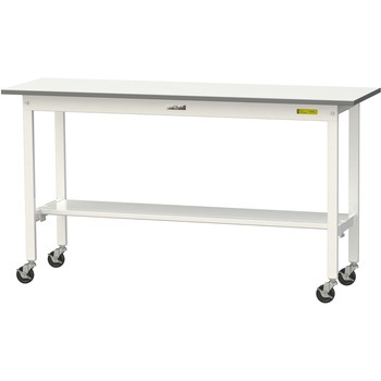 軽量作業台/耐荷重128kg_移動式H825_半面棚板付_ワークテーブル150シリーズ 山金工業