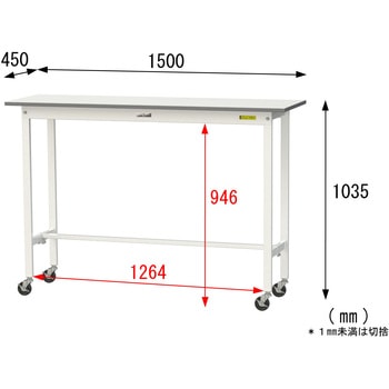 軽量作業台/耐荷重128kg_移動式H1035_ワークテーブル150シリーズ 山金工業