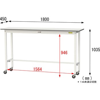 軽量作業台/耐荷重128kg_移動式H1035_ワークテーブル150シリーズ 山金工業