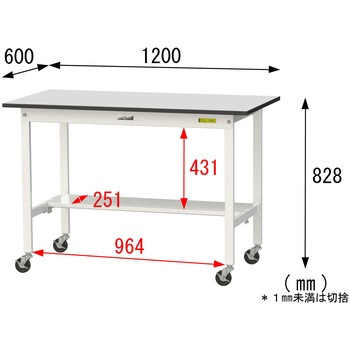 軽量作業台/耐荷重128kg_移動式_RoHS2指令対応塩ビシート天板_ワークテーブル150シリーズ 山金工業