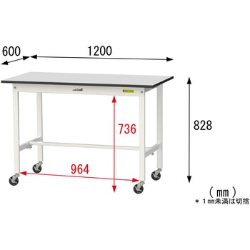 軽量作業台/耐荷重128kg_移動式_RoHS2指令対応塩ビシート天板_ワークテーブル150シリーズ 山金工業