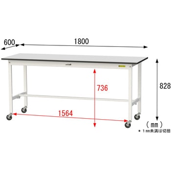 軽量作業台/耐荷重128kg_移動式_RoHS2指令対応塩ビシート天板_ワークテーブル150シリーズ 山金工業