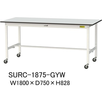 軽量作業台/耐荷重128kg_移動式_RoHS2指令対応塩ビシート天板_ワークテーブル150シリーズ 山金工業