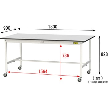 軽量作業台/耐荷重128kg_移動式_RoHS2指令対応塩ビシート天板_ワークテーブル150シリーズ 山金工業